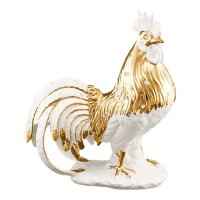 Статуэтка Петух Белый и золотым декором Ahura S1696W/BOPLY