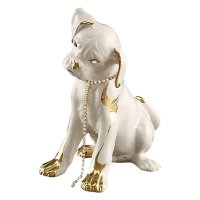 Статуэтка Белый Щенок с Золотым декором Ahura SR0801C/AOLY