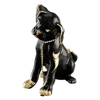Статуэтка Черный Щенок с золотым декором Ahura SR0801C/NOLY