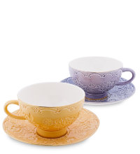 Чайный набор на 2 персоны желтый и синий Белла Мария Pavone AS-03
