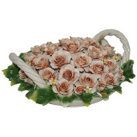 Декоративная корзина с чайными  розами Artigiano Capodimonte