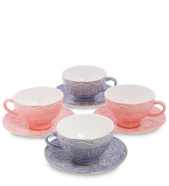 Чайный набор на 4 персоны розово-голубой Дольче Луиза Pavone AS-07