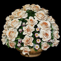 Декоративная корзина Розы с мелкими цветами Artigiano Capodimonte LUXURY