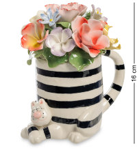  Статуэтка Полосатый Кот и ваза с  цветами  Pavone CMS-61/ 2