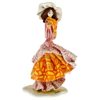 Статуэтка из фарфора девушка с букетиком цветов в желтом zampiva 50185