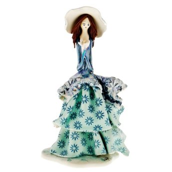 Статуэтка из фарфора девушка с букетиком цветов в голубом zampiva 50186