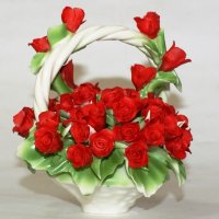 Декоративная корзина розы алые  Artigiano Capodimonte