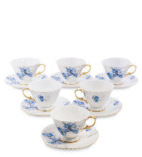 Чайный набор на 6 персон голубой цветок Фиор де Парадис Pavone AS-53