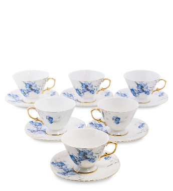 Чайный набор на 6 персон голубой цветок Фиор де Парадис Pavone AS-53