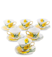 Чайный набор на 6 персон желтые цветы Фиор Дель Аморе Pavone AS-57
