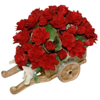 Корзиночка - тележка с красными розами Artigiano Capodimonte