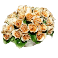 Корзиночка с бежевыми розами Artigiano Capodimonte