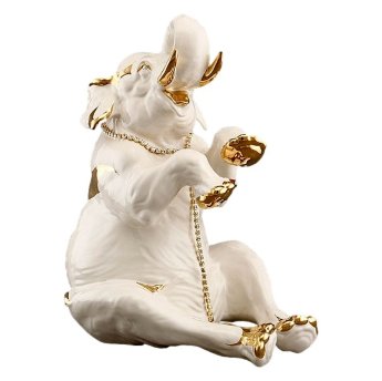 Статуэтка Слон сидящий с золотым декором Ahura SR1495C/1/AOLY