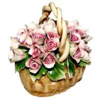 Корзиночка с ручкой Розовые розы Artigiano Capodimonte