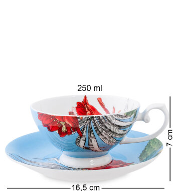 Чашка с блюдцем Синяя Тропикана SL-16