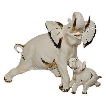 Статуэтка Слониха со слонёнком с золотым декором Ahura R1376/1F/AOLY