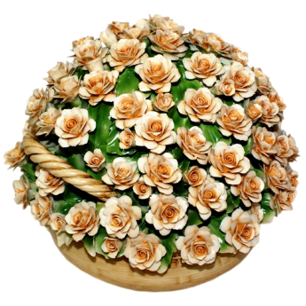 Декоративная корзина с бежевыми розами Artigiano Capodimonte