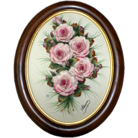 Барельеф овальный с розовыми розами Artigiano Capodimonte