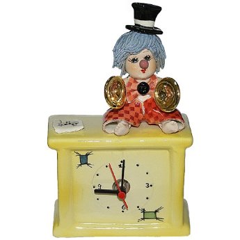 Часы из фарфора Клоун с тарелками квадратные ZamPiva 94034