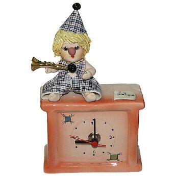 Часы из фарфора Клоун с трубой квадратные ZamPiva 94035