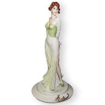 Статуэтка из фарфора Дама в зеленом платье, глянцевая Elite & Fabris 0236L/EL