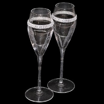 Бокалы для шампанского на 2 персоны с кристаллами Swarovski Chinelli