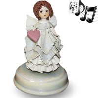 Музыкальная статуэтка из фарфора Ангел с сердцем ZamPiva 94059