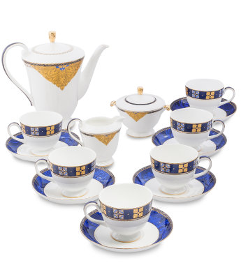 Чайный сервиз 15 предметов на 6 персон Золотой Палермо Pavone JK-195