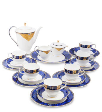 Сервиз чайный 22 предмета на 6 персон Золотой Палермо Pavone JK-194