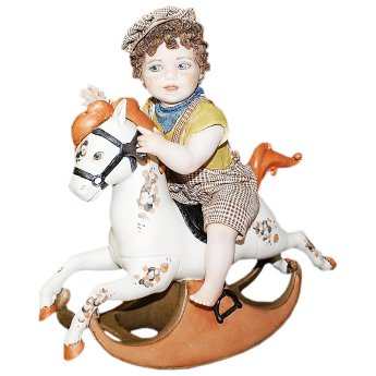 Статуэтка из фарфора Мальчик на лошадке Sibania SB02-14/T82M