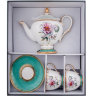 Чайный набор на 2 персоны Бирюзовый Цветок Неаполя Pavone JK- 24, фотография сервиза в коробке