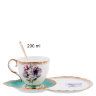 Чайная пара Бирюзовый Цветок Неаполя Pavone JK- 26, фотография чашки с блюдцем