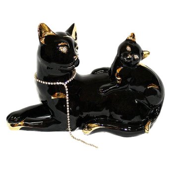 Статуэтка Черная Кошка с котёнком Ahura S1795C/NOLY