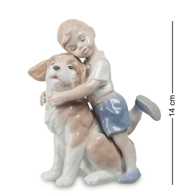Статуэтка из фарфора Мальчик с собачкой Pavone 10191